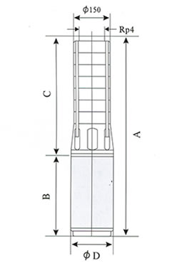 SP60不锈钢多级深井潜水电泵外形尺寸图