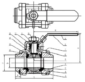 Q61F对焊不锈钢球阀结构图