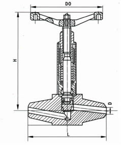J61Y焊接锻不锈钢截止阀外形尺寸图