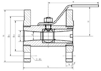 Q41F广式法兰浮动球阀结构图