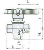 Q14SA-64内螺纹三通浮动球阀 结构图