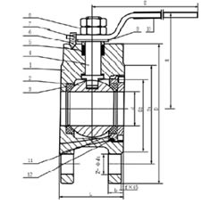 Q4/71F对夹法兰球阀结构图