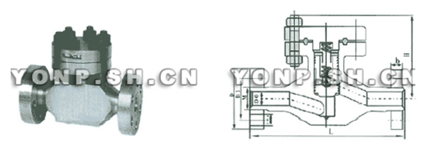 H43Y/W-220/320高压直通法兰止回阀外形尺寸图