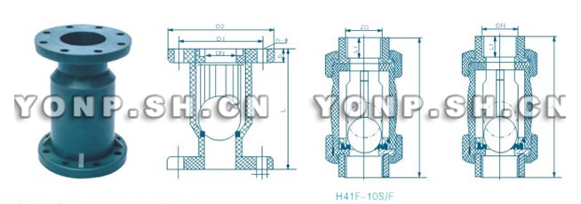H41F工程塑料法兰止回阀主要零件材料图