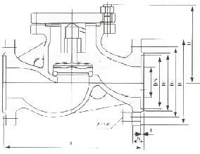H41W黄铜法兰止回阀外形尺寸图