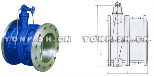 ZHYH46/ZHYH46EJ蝶型法兰止回阀外形尺寸图