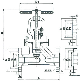  J41H/J41Y/J41W型锻钢法兰截止阀结构图