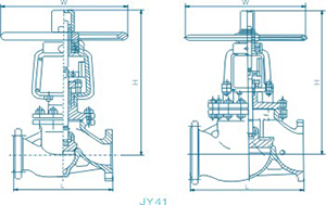 JY41W铜氧气专用截止阀外形尺寸图