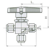 Q94SAF-64三通卡套球阀 结构图