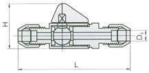 QY-1气动管路卡套球阀 结构图