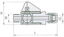QY-2外螺纹卡套式球阀 结构图