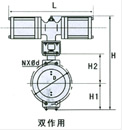 气动薄膜流量调节蝶阀外形尺寸图1