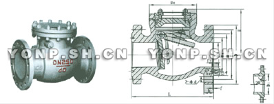H44H/Y/W-160～250型法兰旋启式美标止回阀外形尺寸图