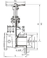 Z41F46衬里楔式明杆闸阀外形尺寸图