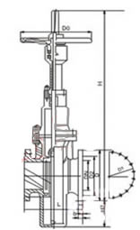 Z43/643 H/X铸钢平板明杆闸阀外形尺寸图