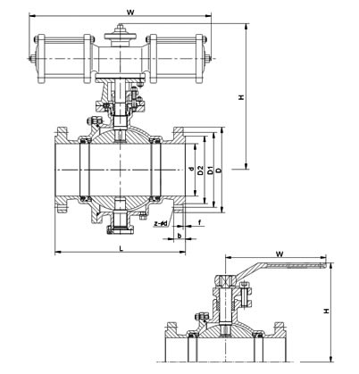 Q647喷煤粉专用气动球阀结构图