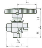 Q14SA-64内螺纹三通球阀 结构图