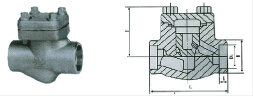 H61H/Y美标锻钢升降式止回阀外形尺寸图