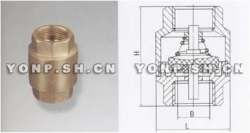 H12X黄铜内螺纹立式升降式止回阀外形尺寸图