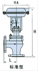 气动薄膜角式单座调节阀外形尺寸图2