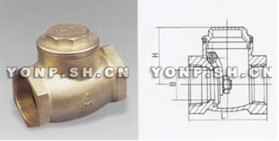 H14W-16T黄铜螺纹旋启式止回阀外形尺寸图
