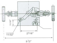 EN5-4 SS-M2F8内螺纹仪表针型三阀组外形尺寸图