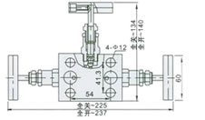 仪表针型三组阀 1151型外形尺寸图
