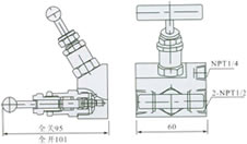 仪表针型二组阀 EF-2型外形尺寸图