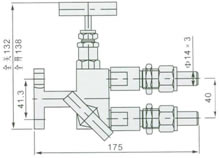 EN5-15 1151型一体化仪表针型二阀组外形尺寸图