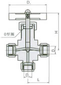 QJ-1C三通压力表截止阀外形尺寸图
