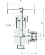 QJ-6角式外螺纹压力表截止阀外形尺寸图