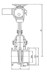 Z941T/W/H-10型电动楔式闸阀外形尺寸图