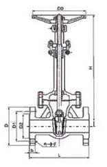 DZ41Y低温法兰闸阀外形尺寸图