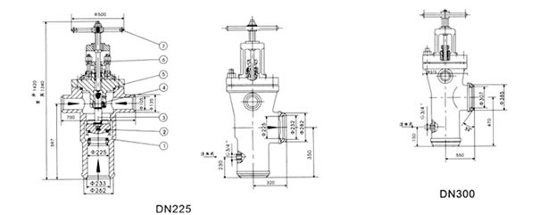 DN225、DN300高加出口止回阀外形尺寸图