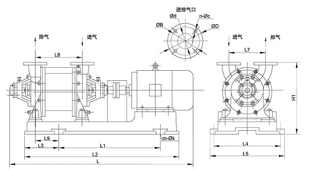 SZ系列水环式真空泵外形尺寸图