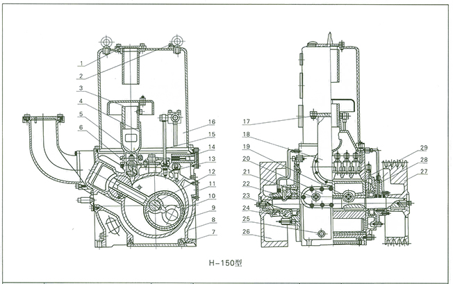 H-150真空泵总装图
