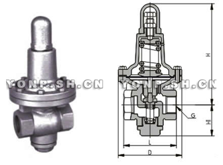 YT11H加大膜片型高灵敏度蒸汽减压阀外形尺寸图
