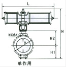 气动活塞蒸汽调节蝶阀外形尺寸图2