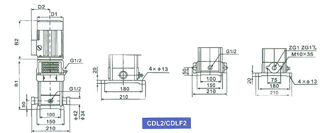 CDL2 / CDLF2系列多级泵安装尺寸