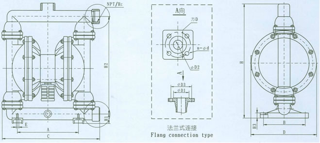 不锈钢气动隔膜泵 系统连接示意图