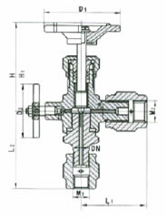 J29H-1.6/32P型角式不锈钢针型阀外形尺寸图
