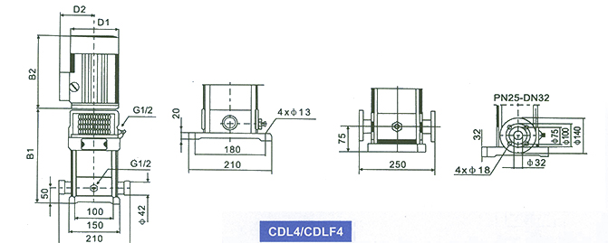 CDL4/ CDLF4系列多级泵安装尺寸