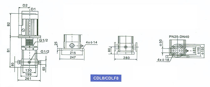 CDL8 / CDLF8系列多级泵安装尺寸