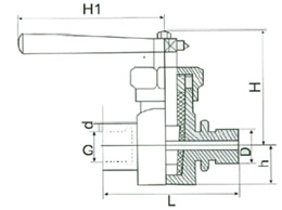 X14H-40C/P/T压力表二通旋塞阀外形尺寸图