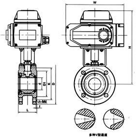 Q941电动法兰浮动球阀结构图