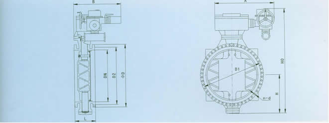RD942X大口径电动法兰蝶阀外形尺寸图