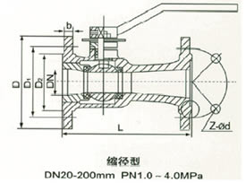 QZ41M/QJ41M一体式高温法兰球阀结构图