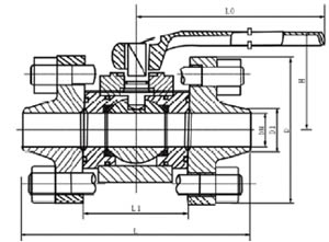 Q61 F/N-160/320 C/P三段式高压焊接球阀结构图