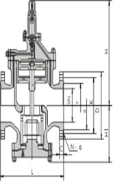 YGa43H/Y型大流量活塞式蒸汽减压阀外形尺寸图