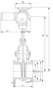 Z941T/W/H-10型电动楔式煤气闸阀外形尺寸图